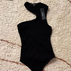 Lulu's Black Asymmetrical Bodysuit